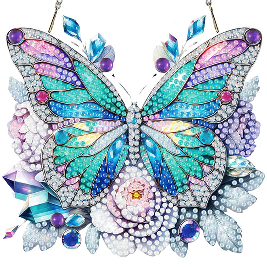 4Pcs Butterfly 2D Flat DIY Diamond Art Pendant Acrylic Hanging Charm Home Decor