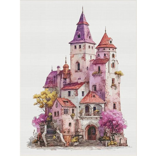 Flowering Castle - 14CT Stamped Cross Stitch 70*90CM (Egyptian cotton)(Fairy Brand)