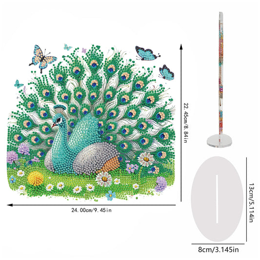 Peacock DIY 2D Flat Acrylic Special Shaped Diamond Art Kits 22x25cm Home Decor