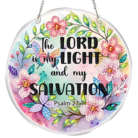 4pcs Flower Text DIY 2D Flat Acrylic Diamond Painting Kits Diamond Art Pendant