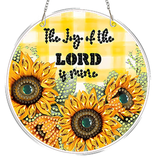 4pcs Sunflower Text DIY 2D Flat Acrylic Diamond Painting Kit Diamond Art Pendant