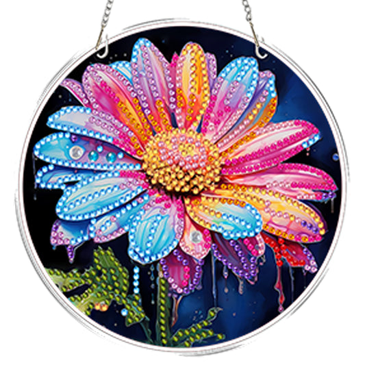 4pcs Colorful Flower DIY 2DFlat Acrylic Diamond Painting Kit Diamond Art Pendant