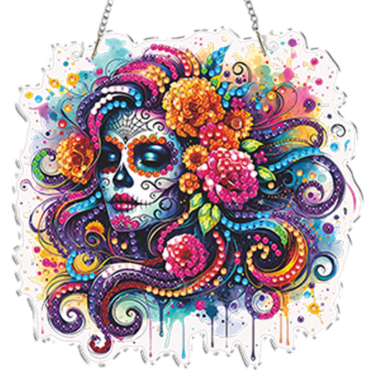 4Pcs Flower Skeleton 2D Flat DIY Special Shape Diamond Art Hanging Pendant Kit