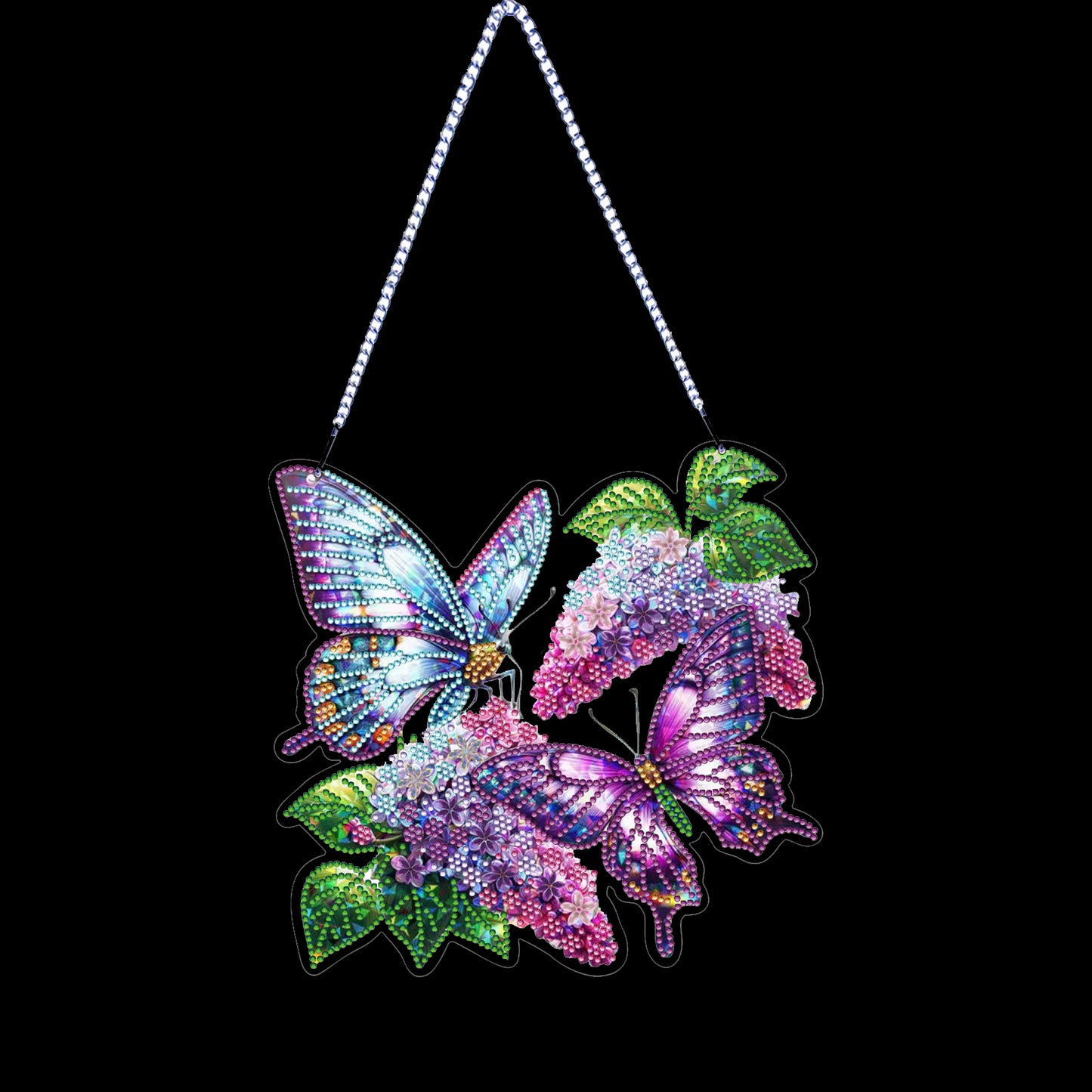 Lilac Butterfly DIY 2D Flat Acrylic Diamond Painting Hanging Pendant Home Decor