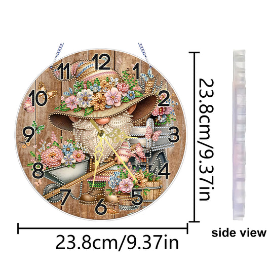 Flower Gnom 2D Flat DIY Acrylic Diamonds Painting Clocks Home Bedroom Decor