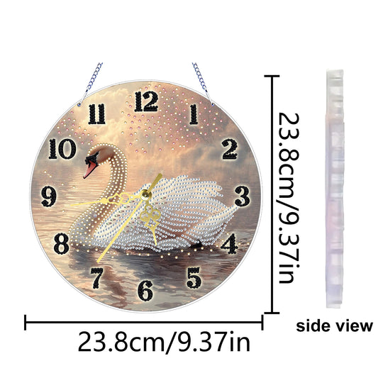 White swan 2D Flat DIY Acrylic Diamonds Painting Clocks Home Bedroom Decor