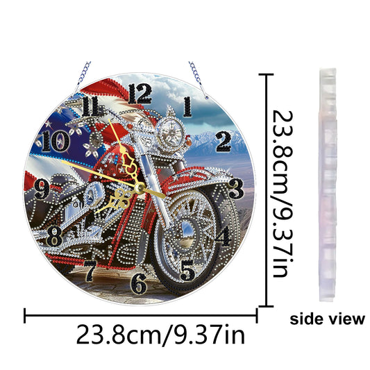Motorcycle 2D Flat DIY Acrylic Diamonds Painting Clocks Home Bedroom Decor