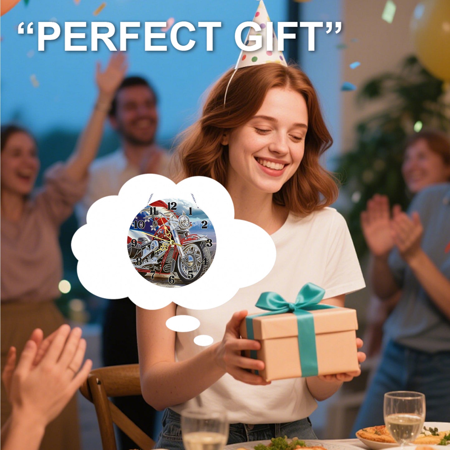 Motorcycle 2D Flat DIY Acrylic Diamonds Painting Clocks Home Bedroom Decor