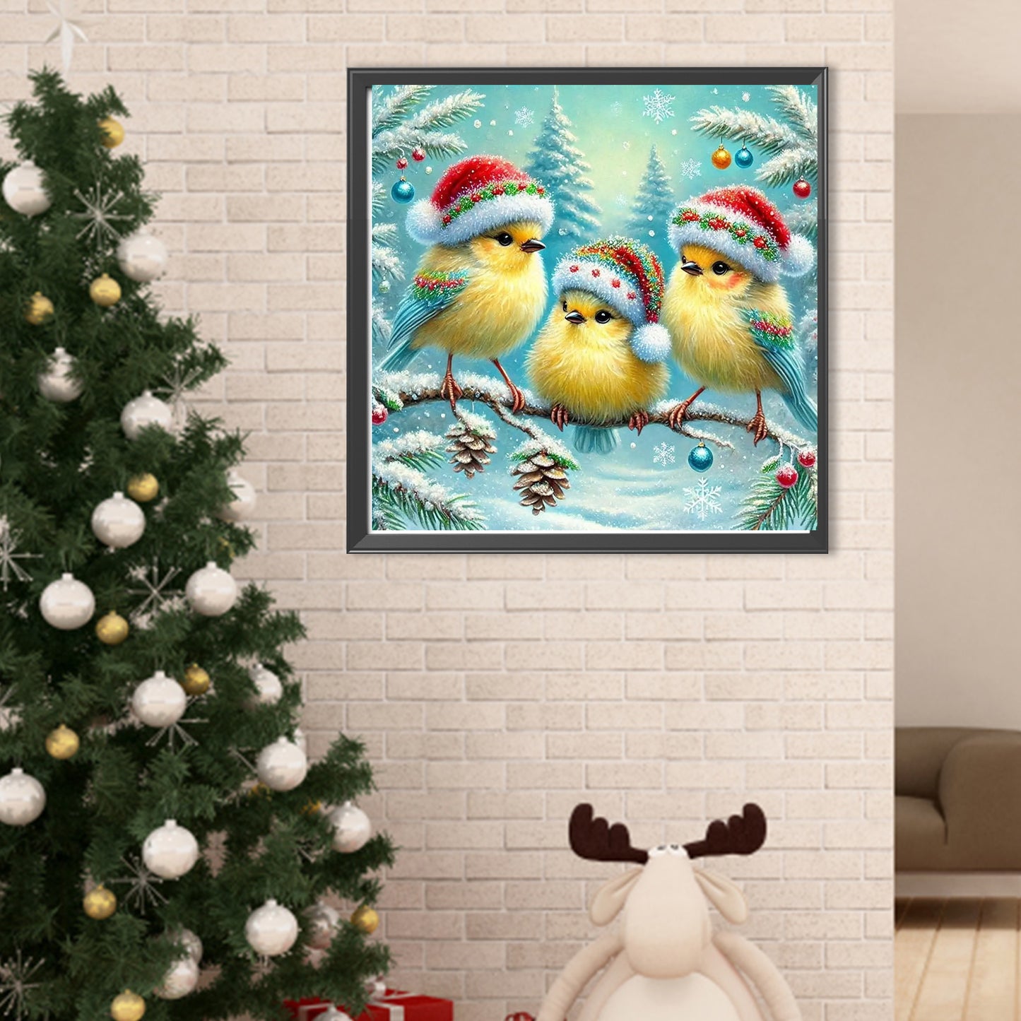 Christmas Hat Bird - Full Round Drill Diamond Painting 40*40CM