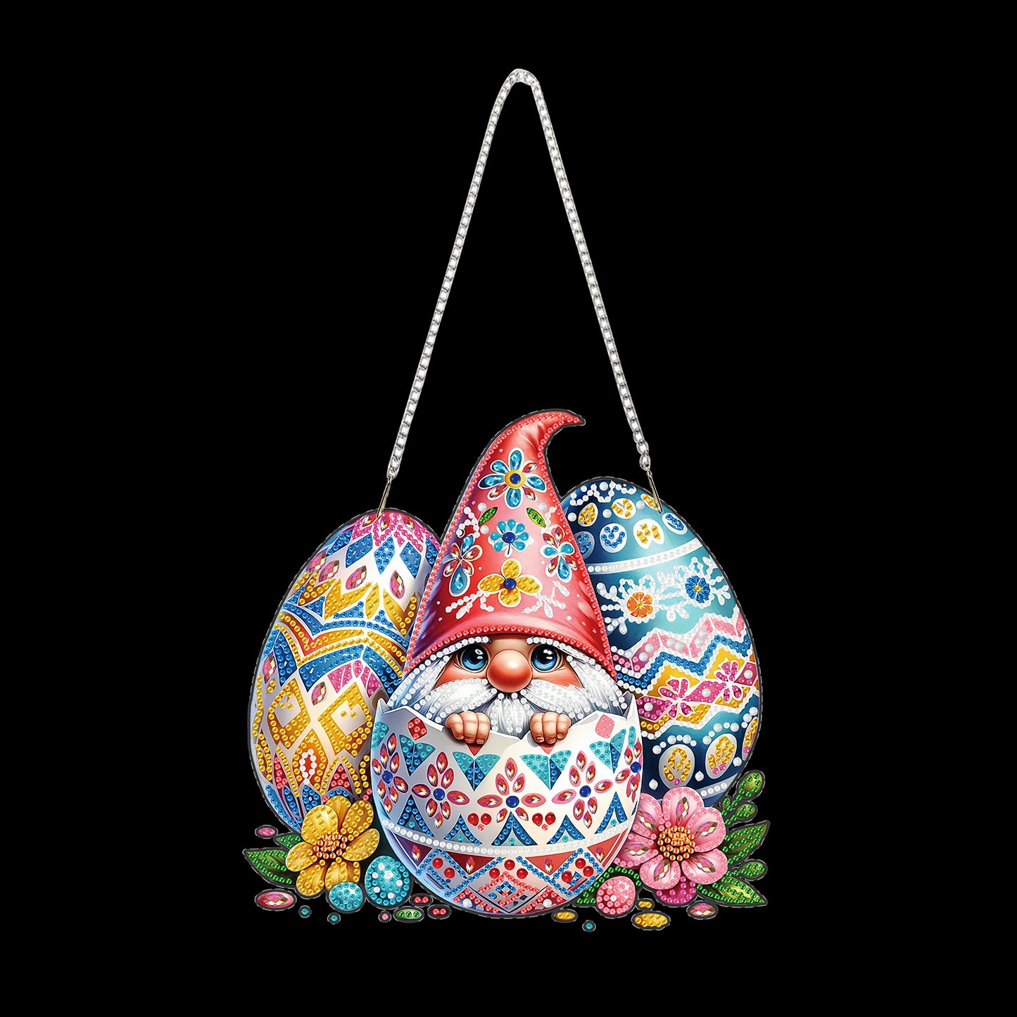 Easter Egg 2D Flat DIY Special Shape Diamond Art Hanging Pendant Kit Wall Decor