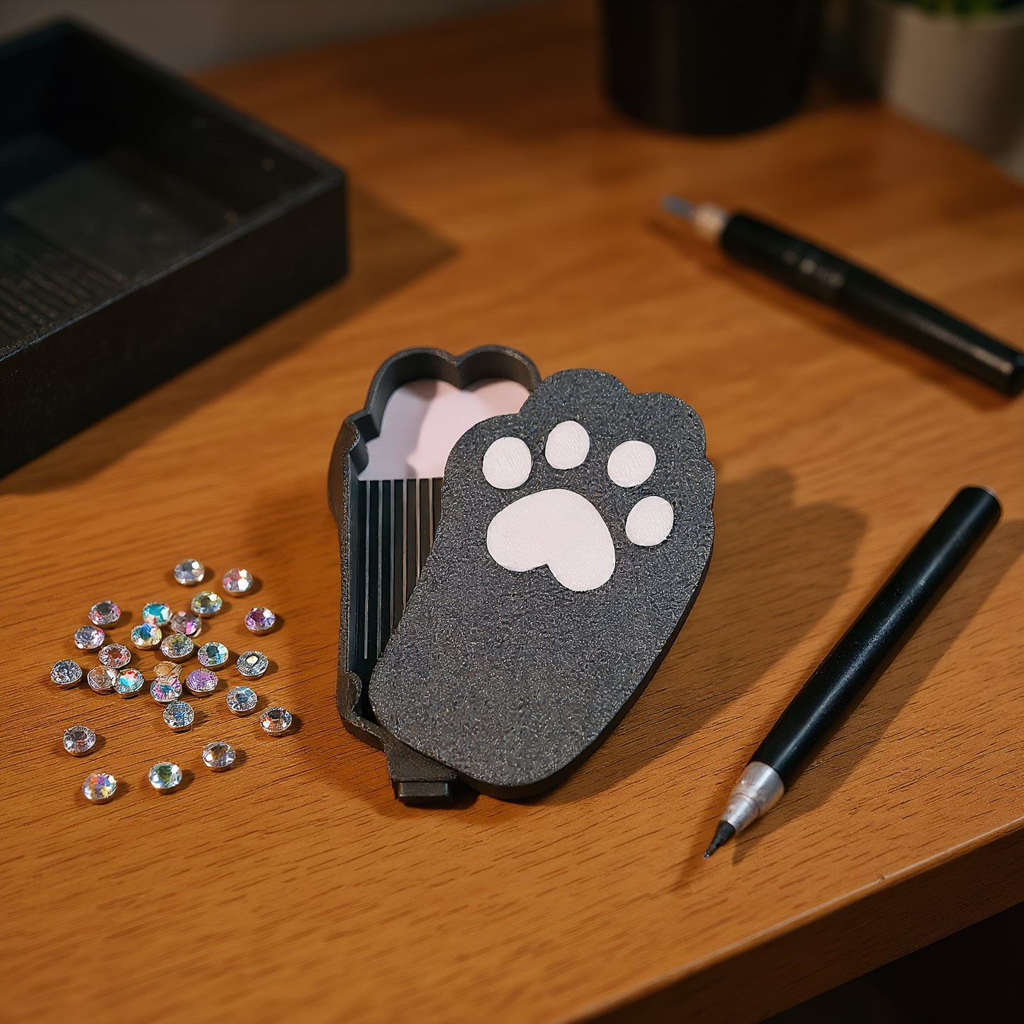 Diamond Painting Tray Organizer with Magnetic Lid for DIY Crafts Beads (Black L)