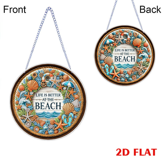 Seashell 2D Flat DIY Diamond Art Pendant for Adults Gift Home Window Wall Decor