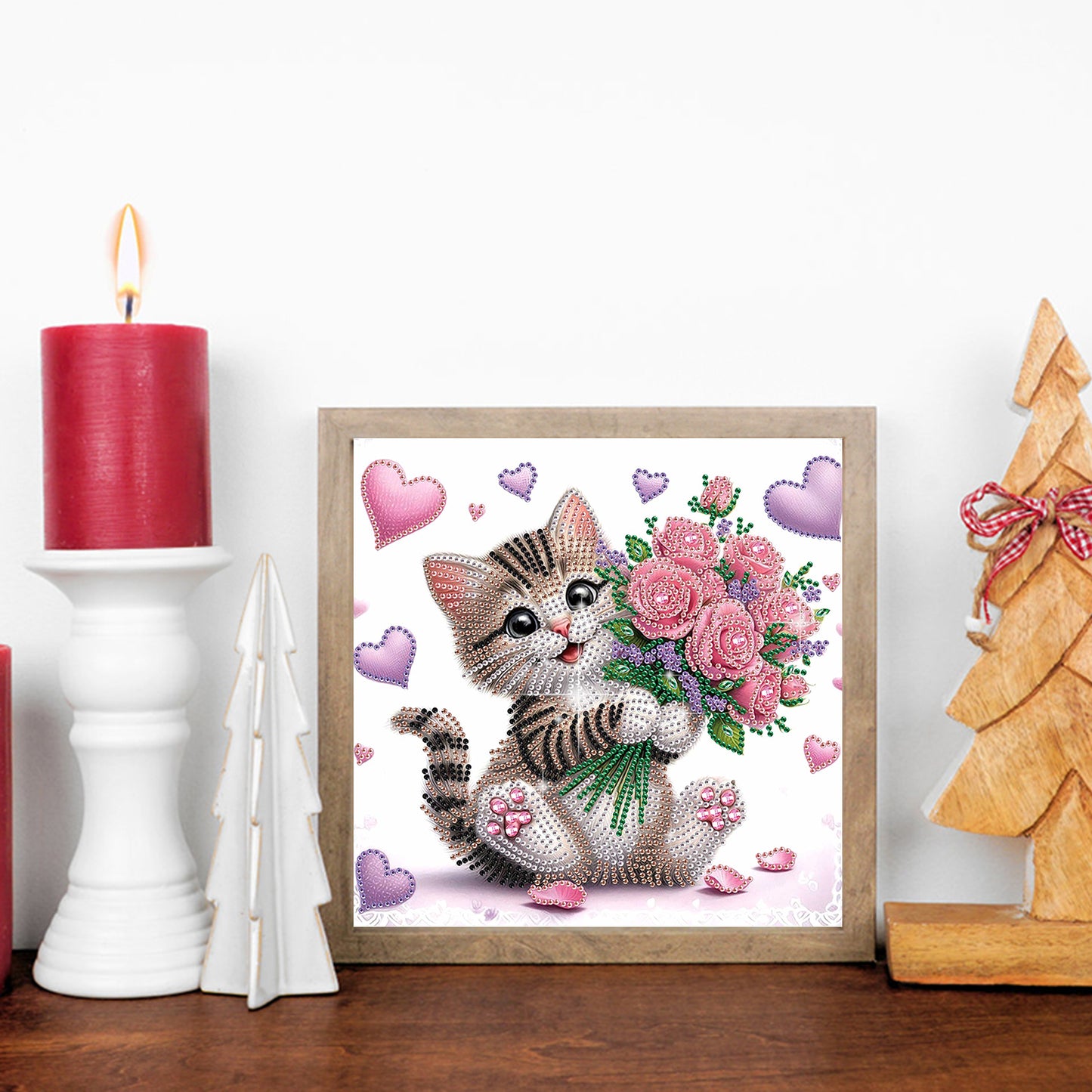 Flower Kitten - Special Shaped Drill Diamond Painting 30*30CM