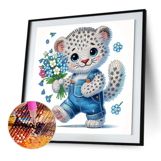 Flower Leopard - Special Shaped Drill Diamond Painting 30*30CM