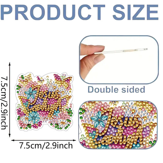 Letters 12Pcs 2D Flat DIY Diamond Painting Keychain PVC Crystal Painting Keyring