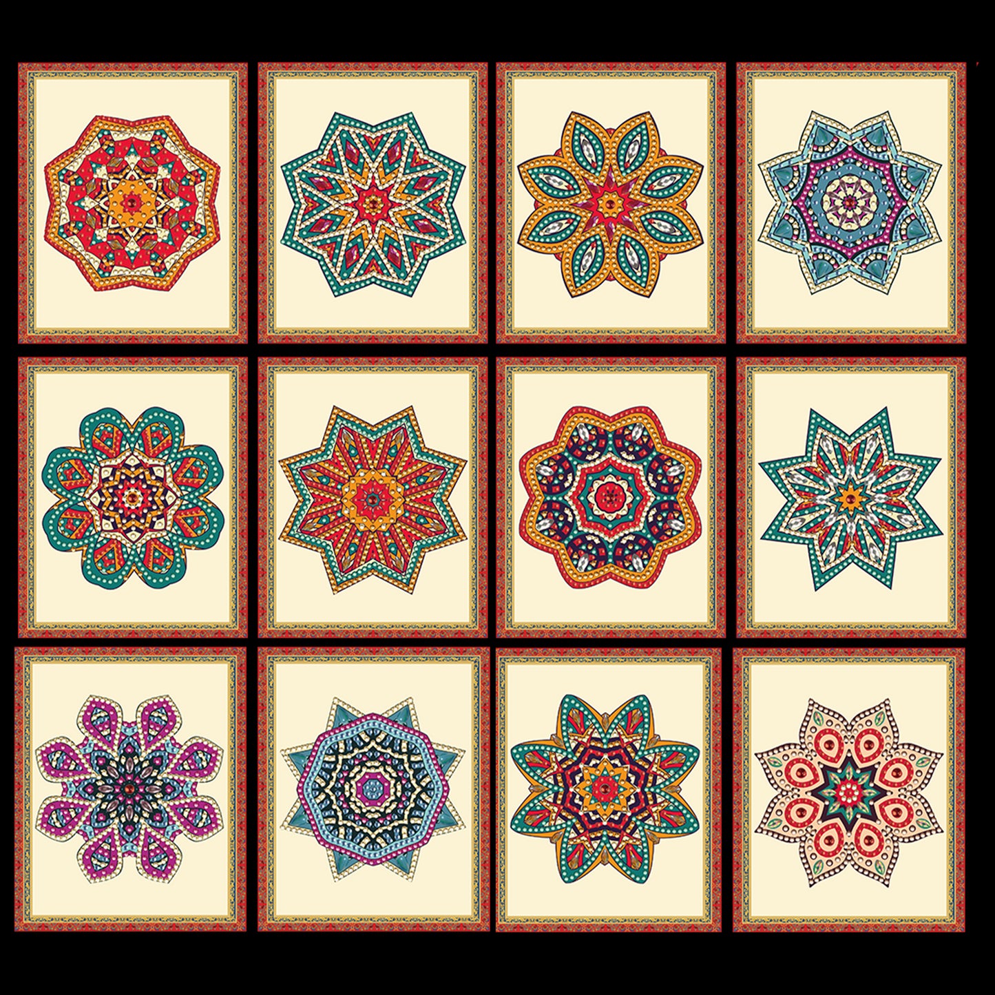 12pcs Mandala DIY Diamond Art Greeting Cards with Envelopes for Adults Beginner