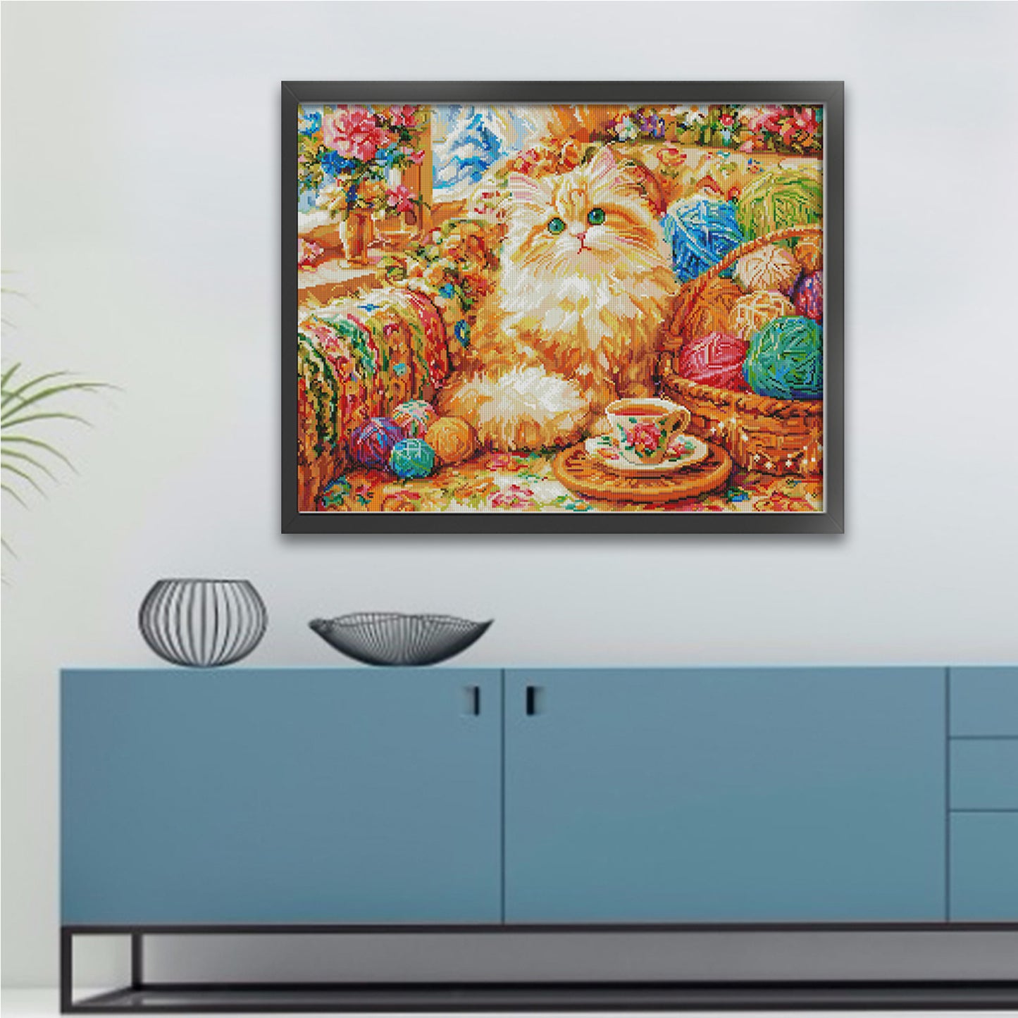 Cat Yarn Ball - 9CT Stamped Cross Stitch 70*85CM(Jun He Brand)