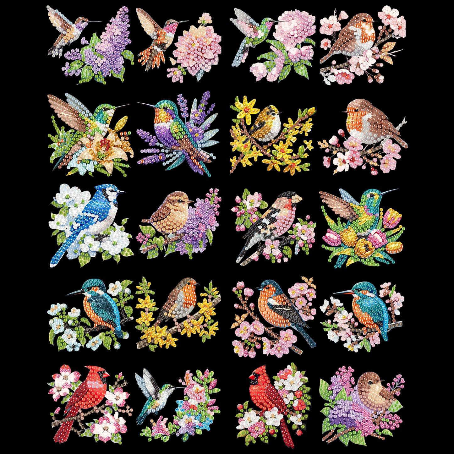 20Pcs Birds And Flowers DIY Diamond Painting Magnets Kits for Beginners Adults