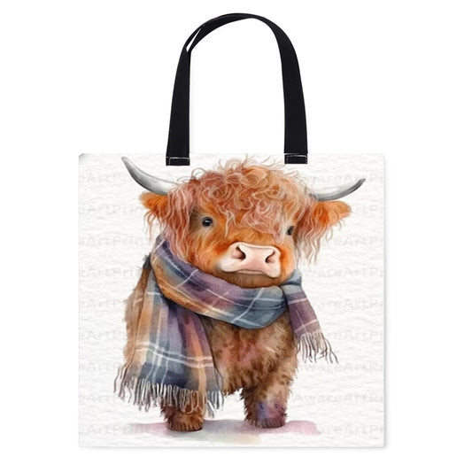 Yak with Scarf Canvas Tote Bag Embroidery Kit 11CT Print 40x40cm for Beginners