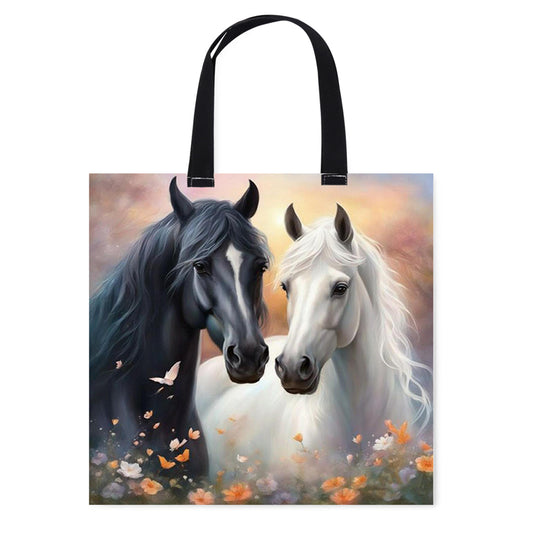 Two Horses Canvas Tote Bag Embroidery Kit 11CT Print 40x40cm for Beginners Adult