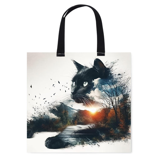 Silhouette Cat Canvas Tote Bag Embroidery Kit 11CT Print 40x40cm for Beginners