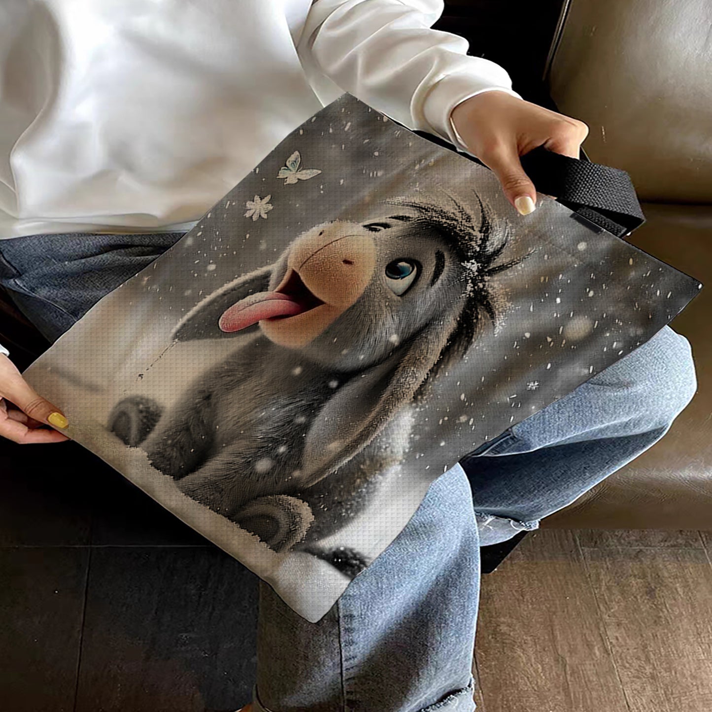 Donkey Canvas Tote Bag Embroidery Kit 11CT Print 40x40cm for Beginners Adults