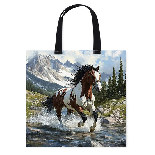 Running Horses Canvas Tote Bag Embroidery Kit 11CT Print 40x40cm for Beginners
