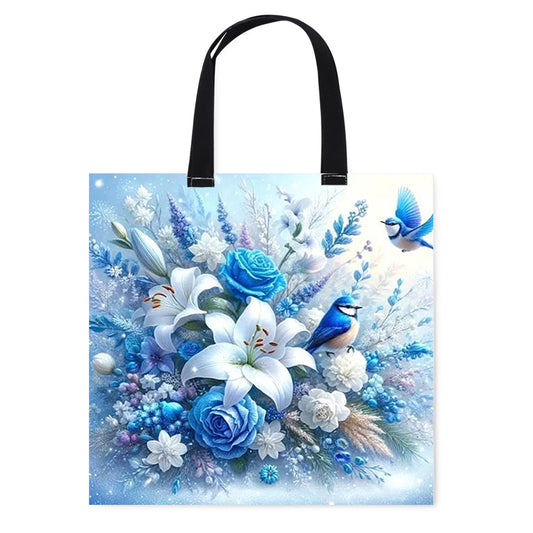 Flowers Birds Canvas Tote Bag Embroidery Kit 11CT Print 40*40cm for Beginner