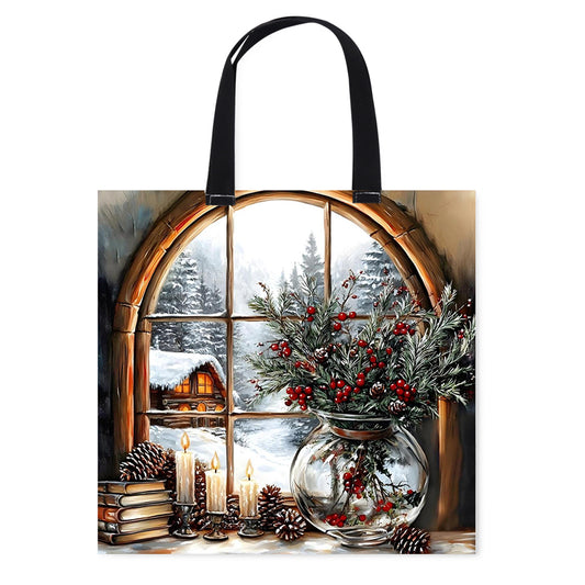 View Outside the Window Canvas Tote Bag Embroidery Kits 11CT Print 40x40cm