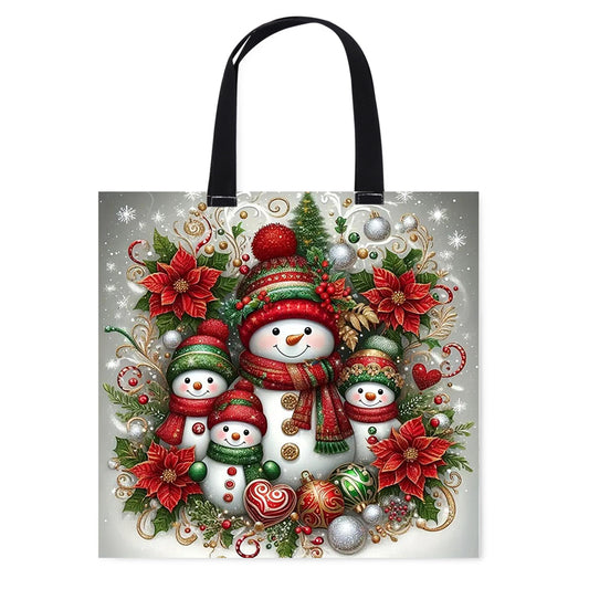 Christmas Snowman Canvas Tote Bag Cross Stitch Set for Beginners 11CT 40x40cm