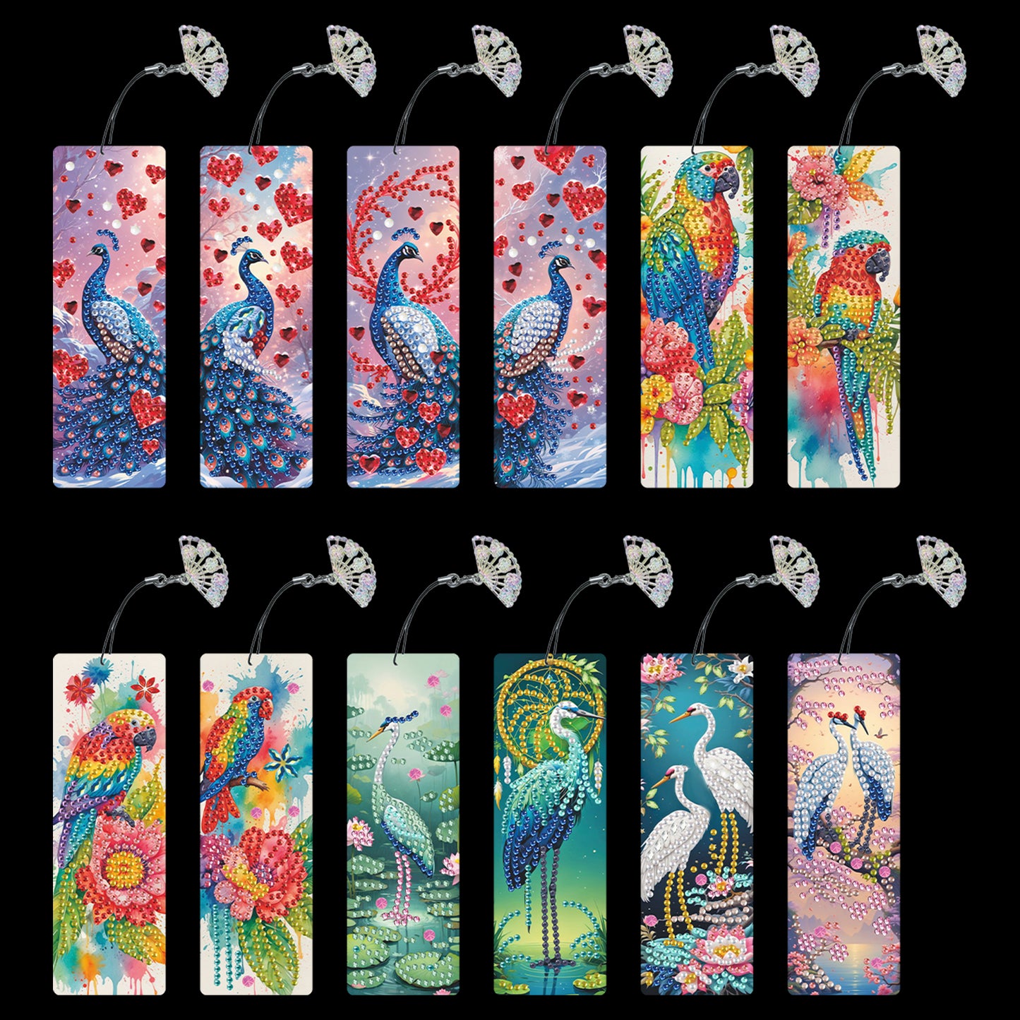 12Pcs Animal DIY Diamond Painting Bookmarks for Book Lovers Mosaic Art Supplies
