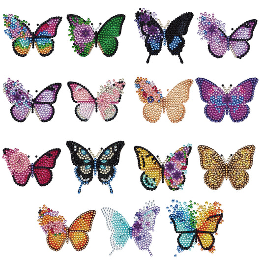 15pcs Butterfly 2D Acrylic DIY Diamond Art Fridge Magnet Kit for Home Car Decor