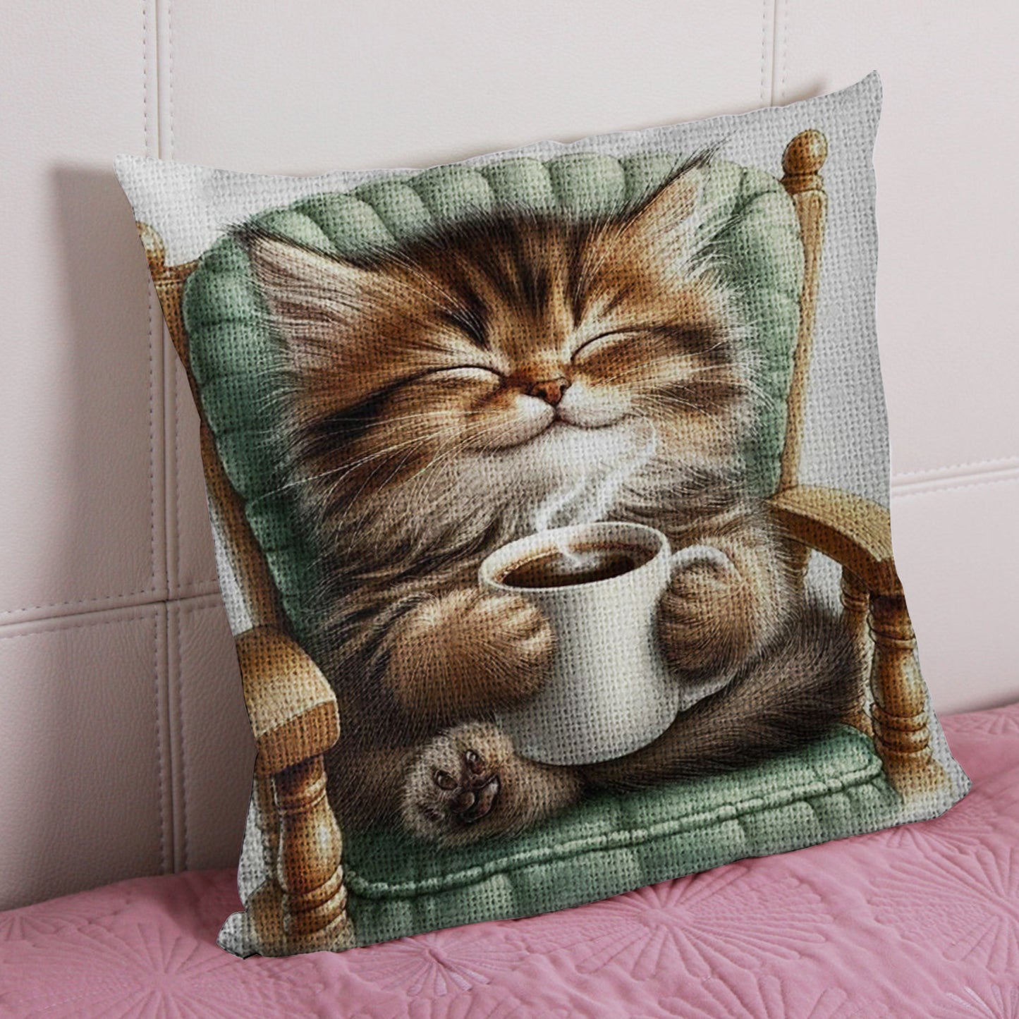 Cat 11CT DIY Stamped Cross Stitch Pillow Kit 45x45cm for Adults Home Decor (B)