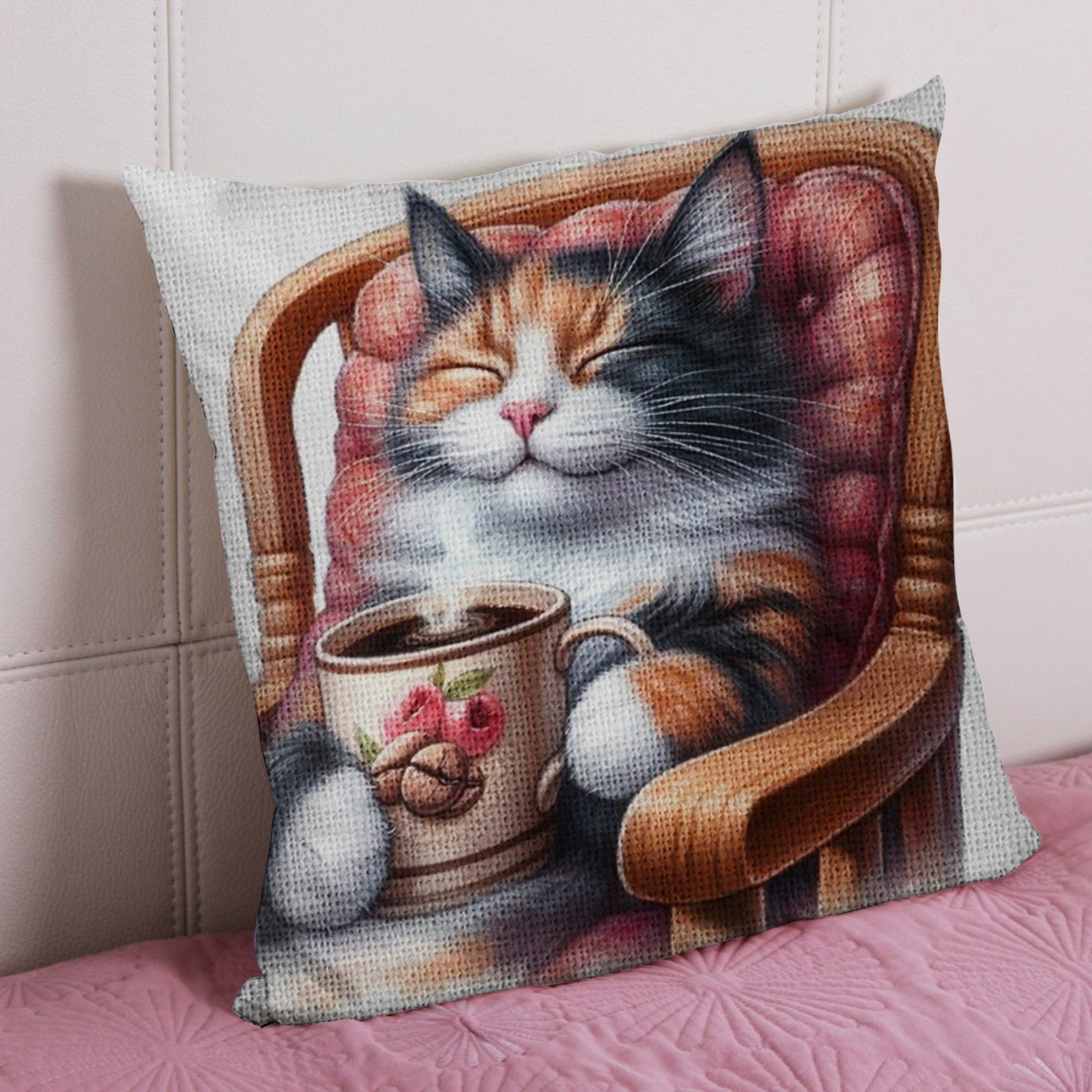 Cat 11CT DIY Stamped Cross Stitch Pillow Kit 45x45cm for Adults Home Decor (C)