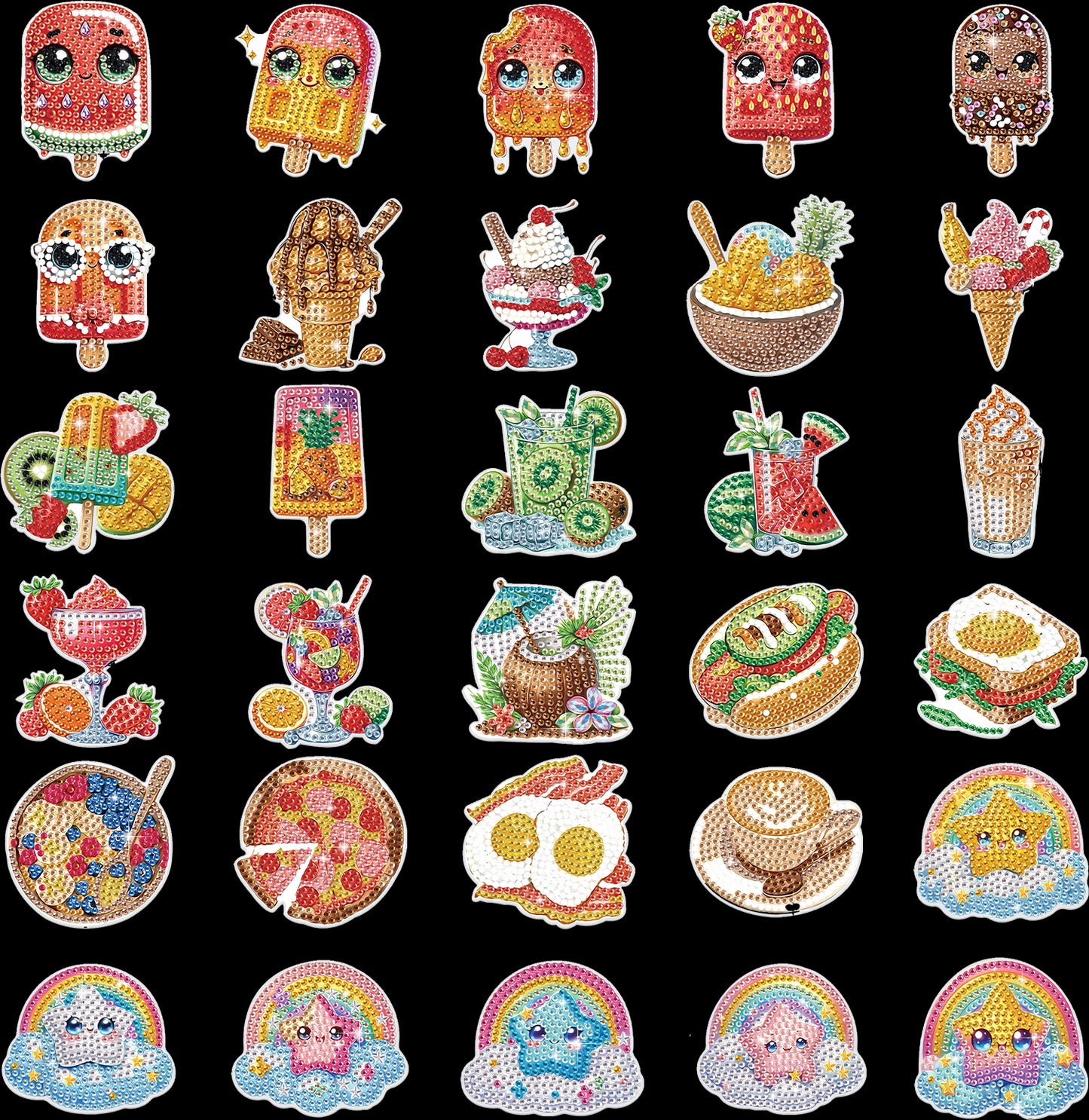 30Pcs Dessert Drink Diamond Art Magnets Refrigerator for Adults DIY Home Decor