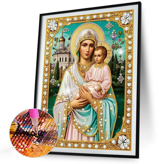 Madonna And Child - Special Shaped Drill Diamond Painting 30*40CM