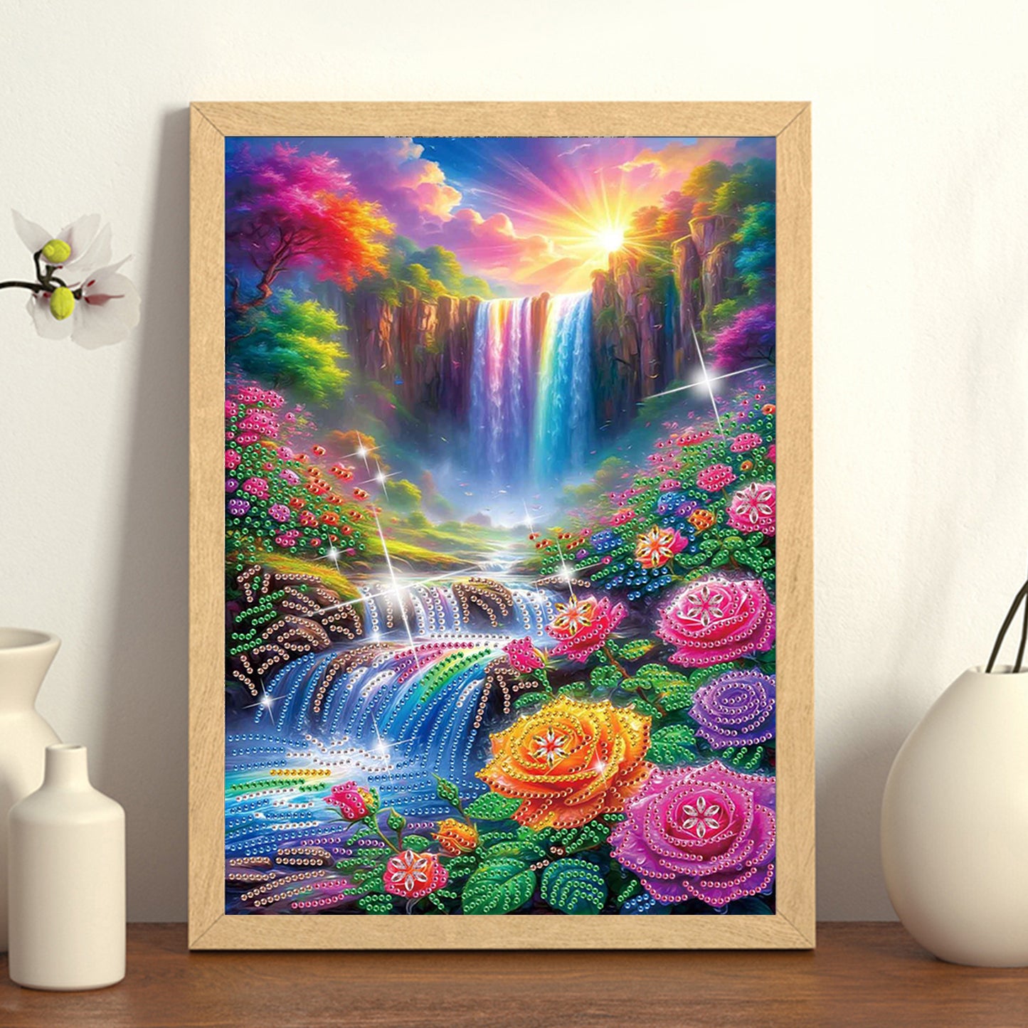 Flower Waterfall - Special Shaped Drill Diamond Painting 30*40CM