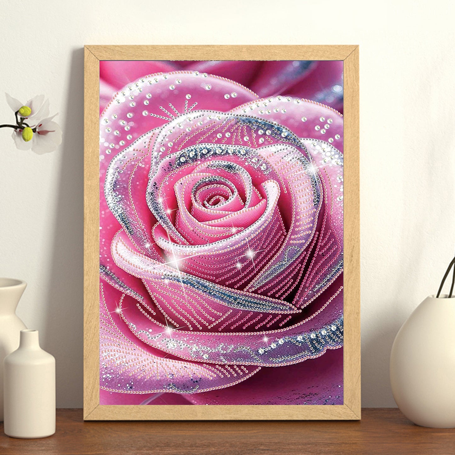 Dreamy Pink Rose - Special Shaped Drill Diamond Painting 30*40CM