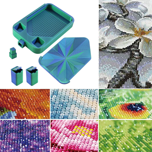 Diamond Painting Storage Container Tray with Stopper Lid for DIY Crafts (Teal)