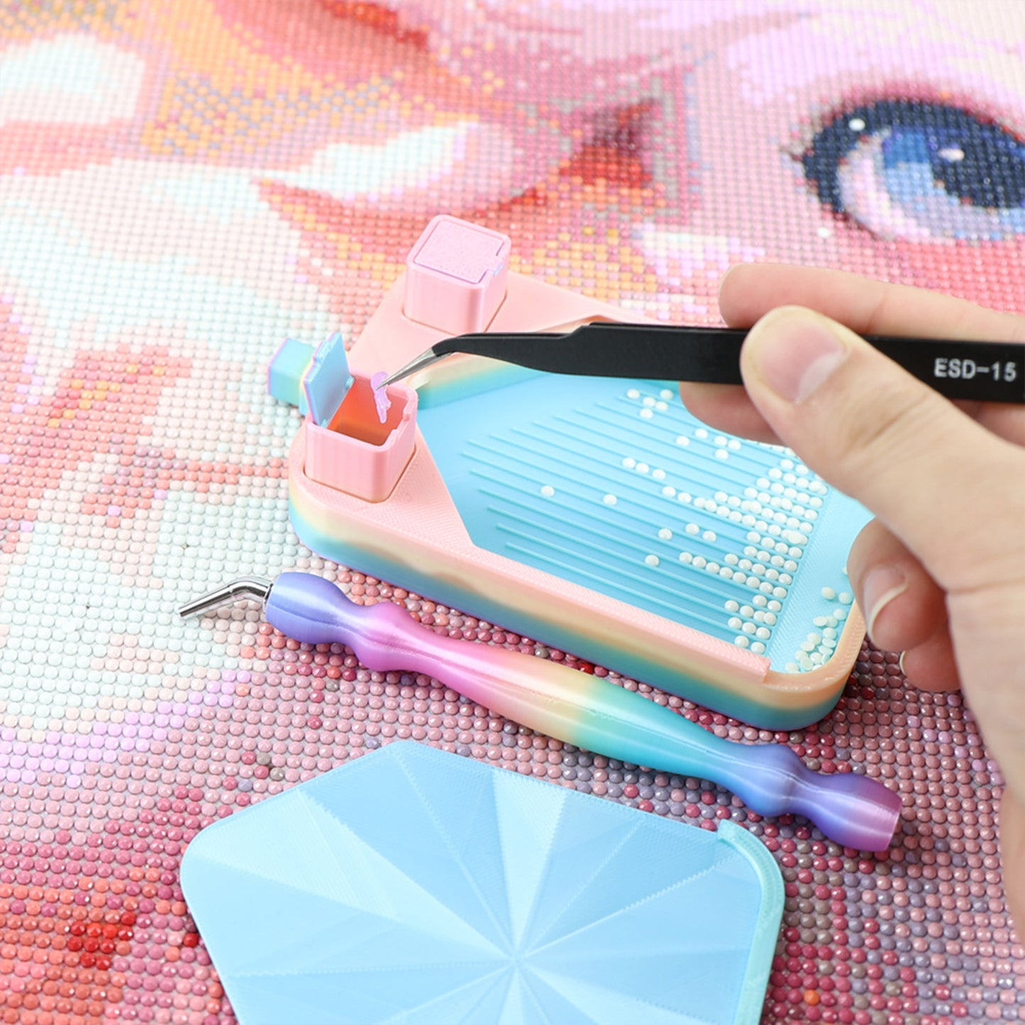 Diamond Painting Storage Container Tray with Stopper Lid for DIY Craft(Colorful)