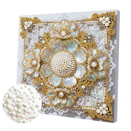 Flowers - DIY Pearl Gem Art Diamond Painting Kits With Framefor Home Decor -25x25cm
