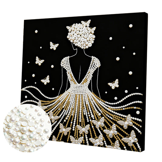 Elegant Girl - DIY Pearl Gem Art Diamond Painting Kits With Framefor Home Decor -25x25cm