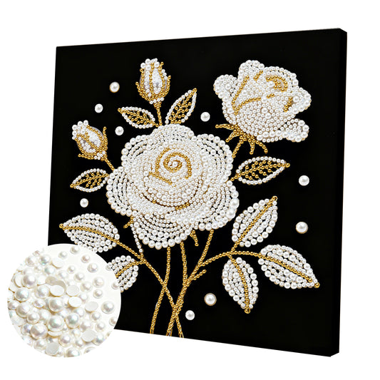 Rose - DIY Pearl Gem Art Diamond Painting Kits With Framefor Home Decor -25x25cm