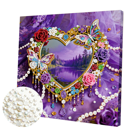 Hearts - DIY Pearl Gem Art Diamond Painting Kits With Framefor Home Decor -25x25cm