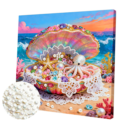 Dreamy Pearl Shell - DIY Pearl Gem Art Diamond Painting Kits With Framefor Home Decor -25x25cm