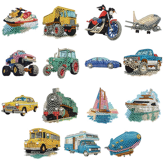 15pcs Car 2D Acrylic DIY Diamond Art Fridge Magnet Kit for Home Cars Decor