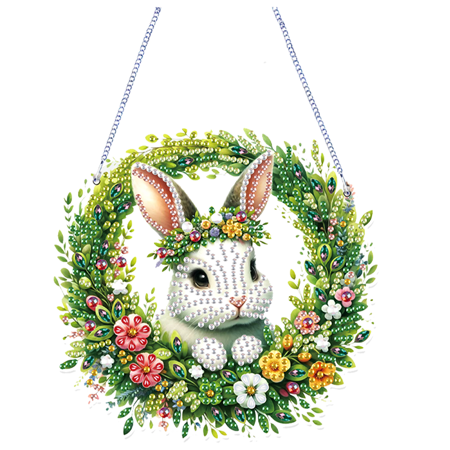 4Pcs Easter 2D Flat DIY Diamond Painting Kit Crystal Art Pendant for Home Wall