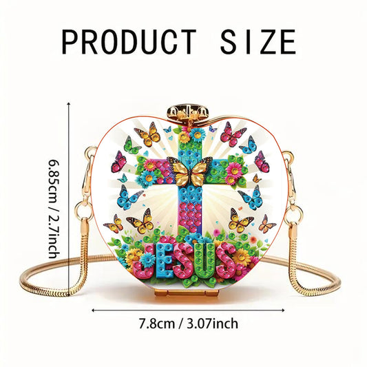 Cross DIY Acrylic Love Art Diamond Painting Coin Purse with Chain for Women Girl