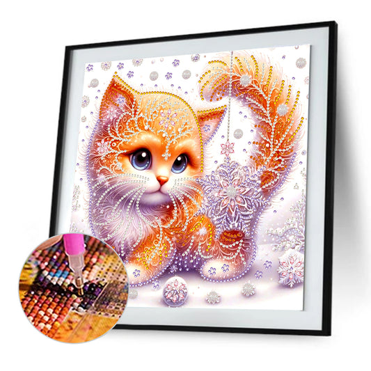 Snowflake Cat - Special Shaped Drill Diamond Painting 30*30CM