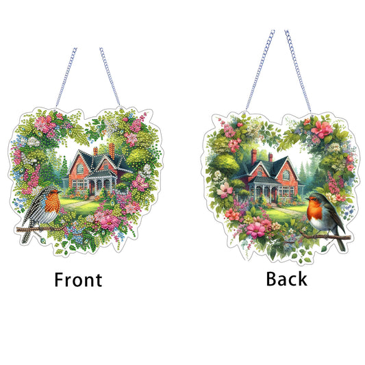 Cabin in The Woods 2D Flat DIY Diamond Painting Kits Window Hanging Home Decor